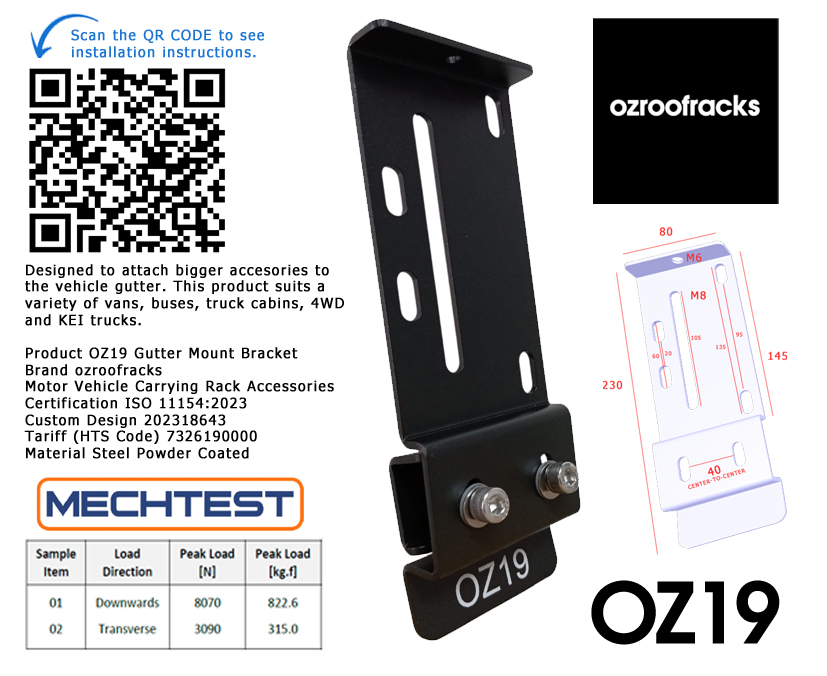 2x OZ19 Awning Gutter Mount Bracket